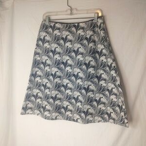 Tommy Hilfiger Black White Floral Midi Print Linen Cotton‎ A-Line Sz6